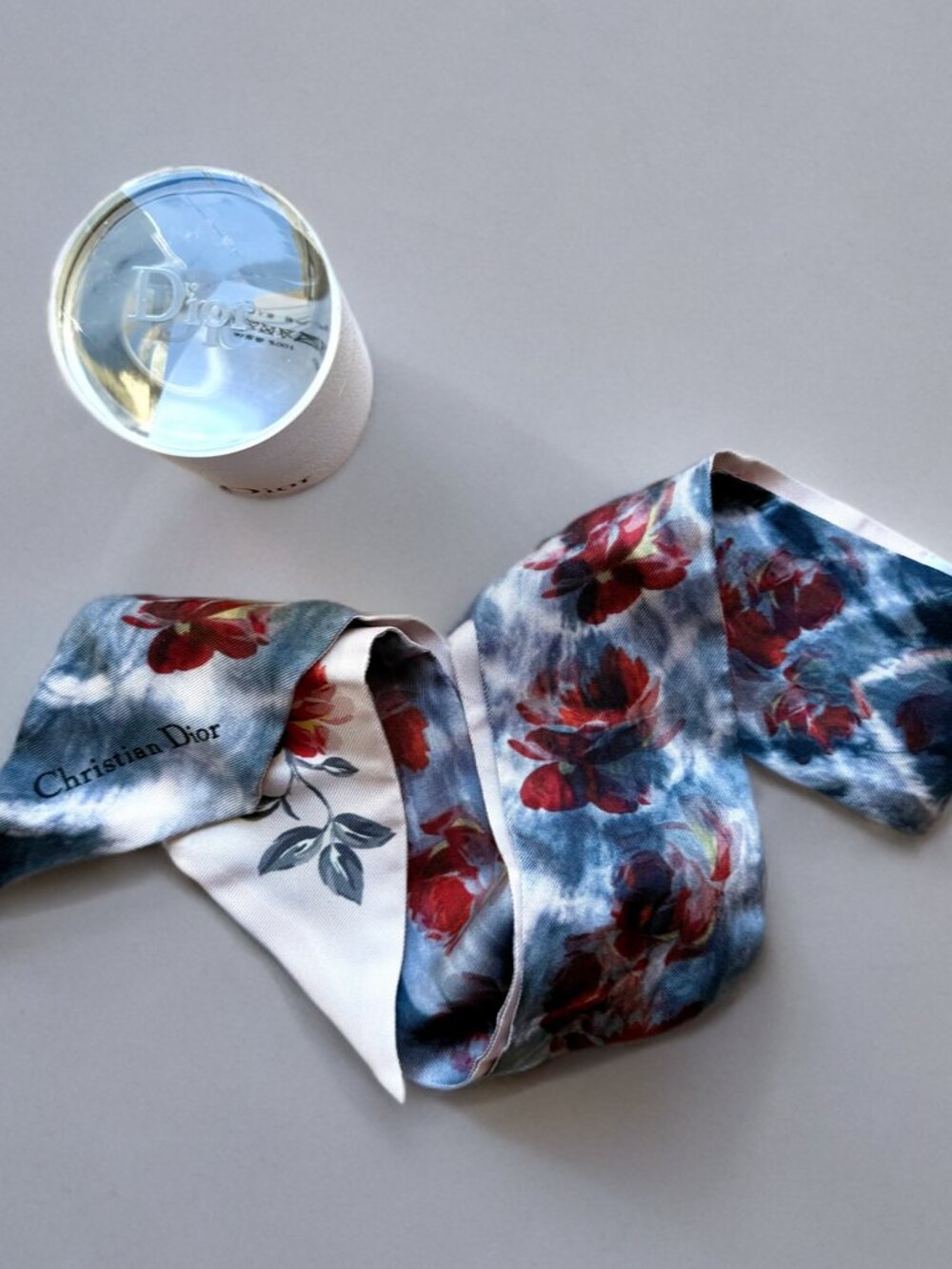 Christian Dior Tie-Dye Roses Mitzah Long Scarf